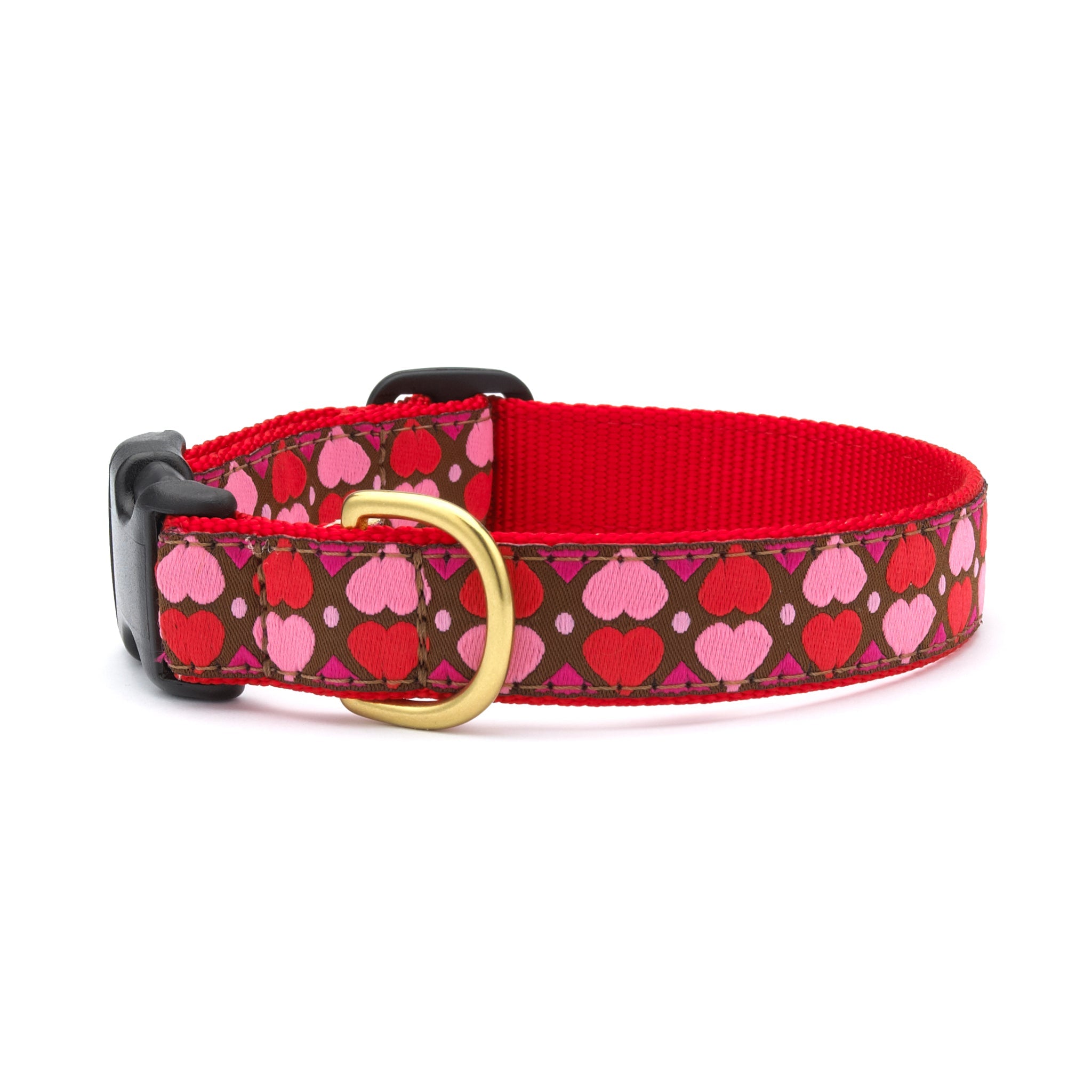 All Hearts Dog Collar red pink gold hardware valentine holiday