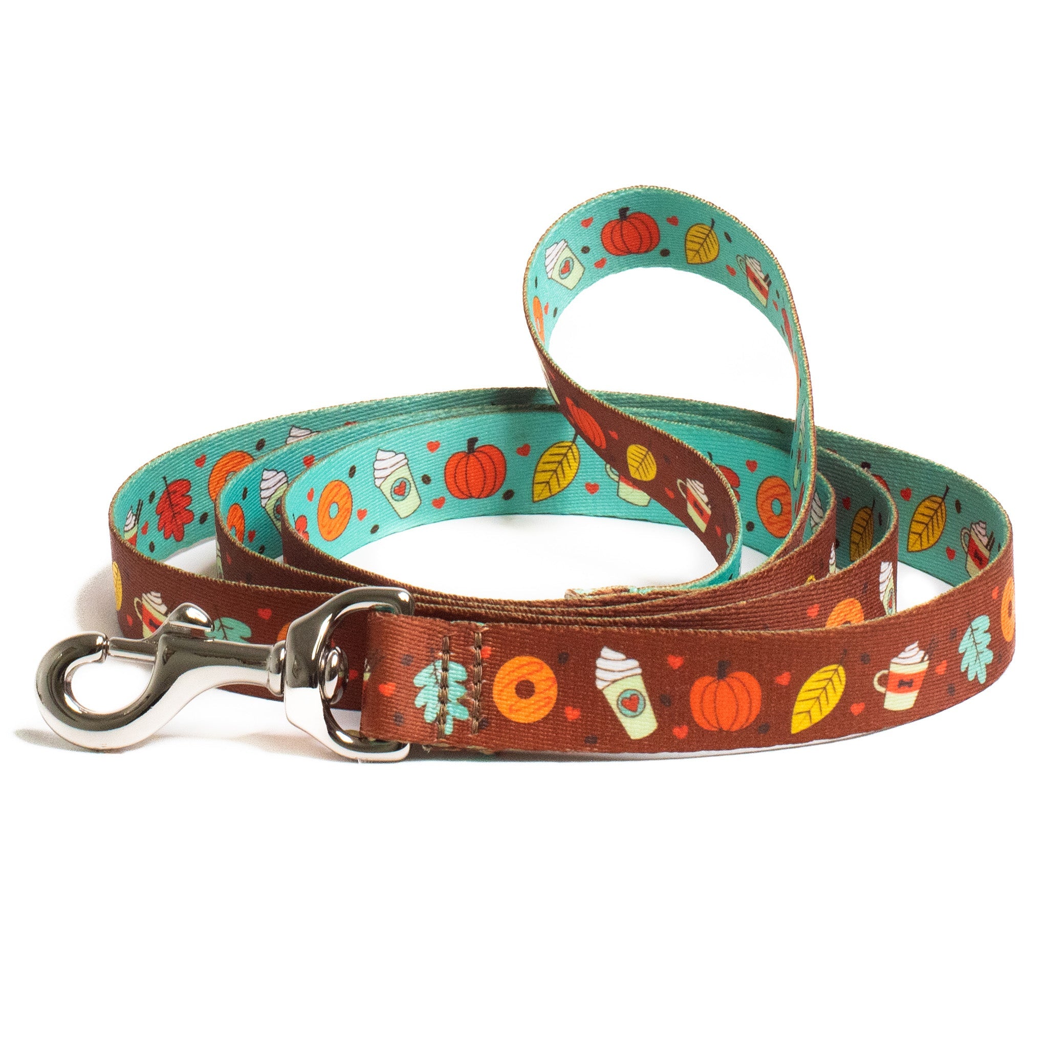 Pumpkin Spice Printed Dog Lead - Brown