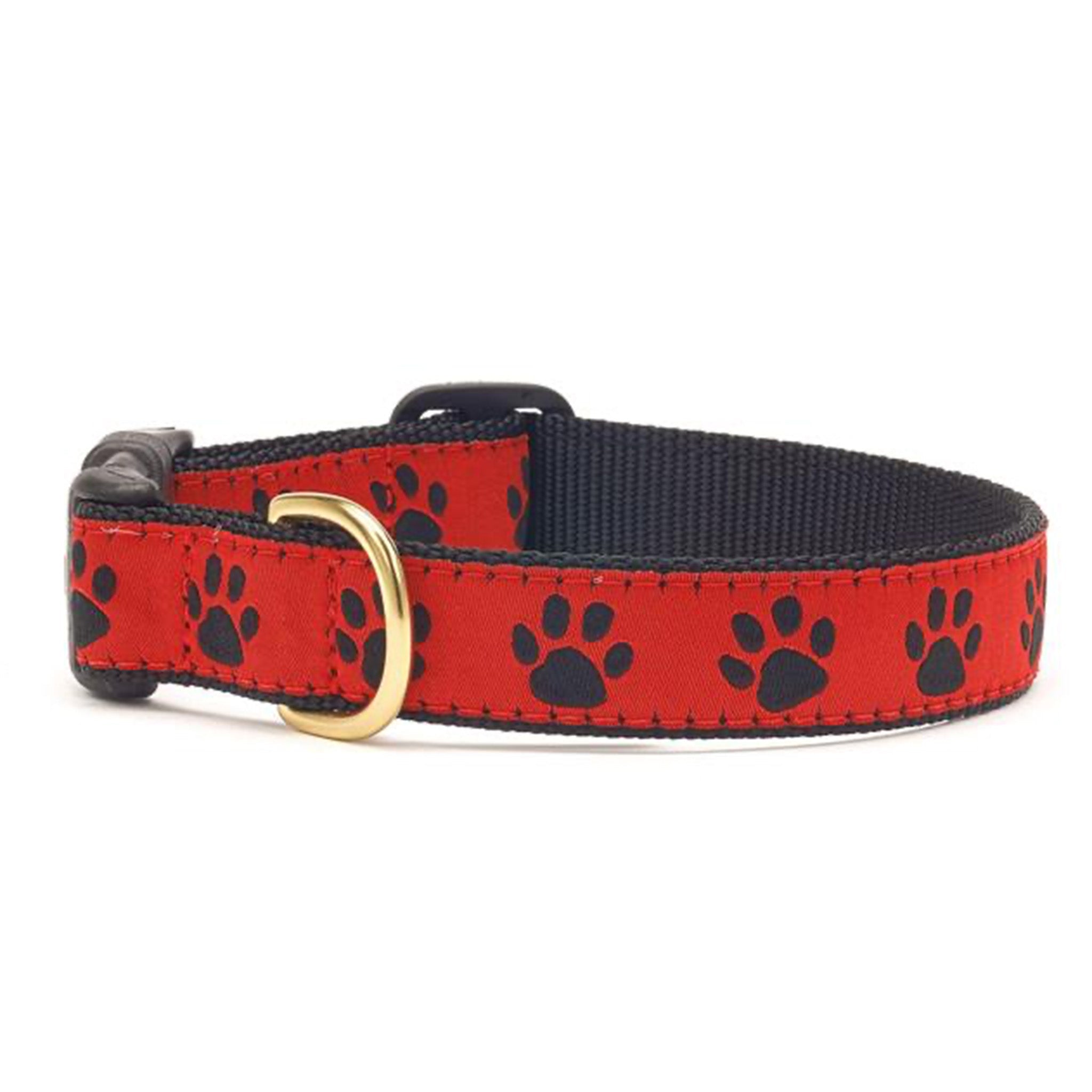 Red and Black Paw Dog Collar
