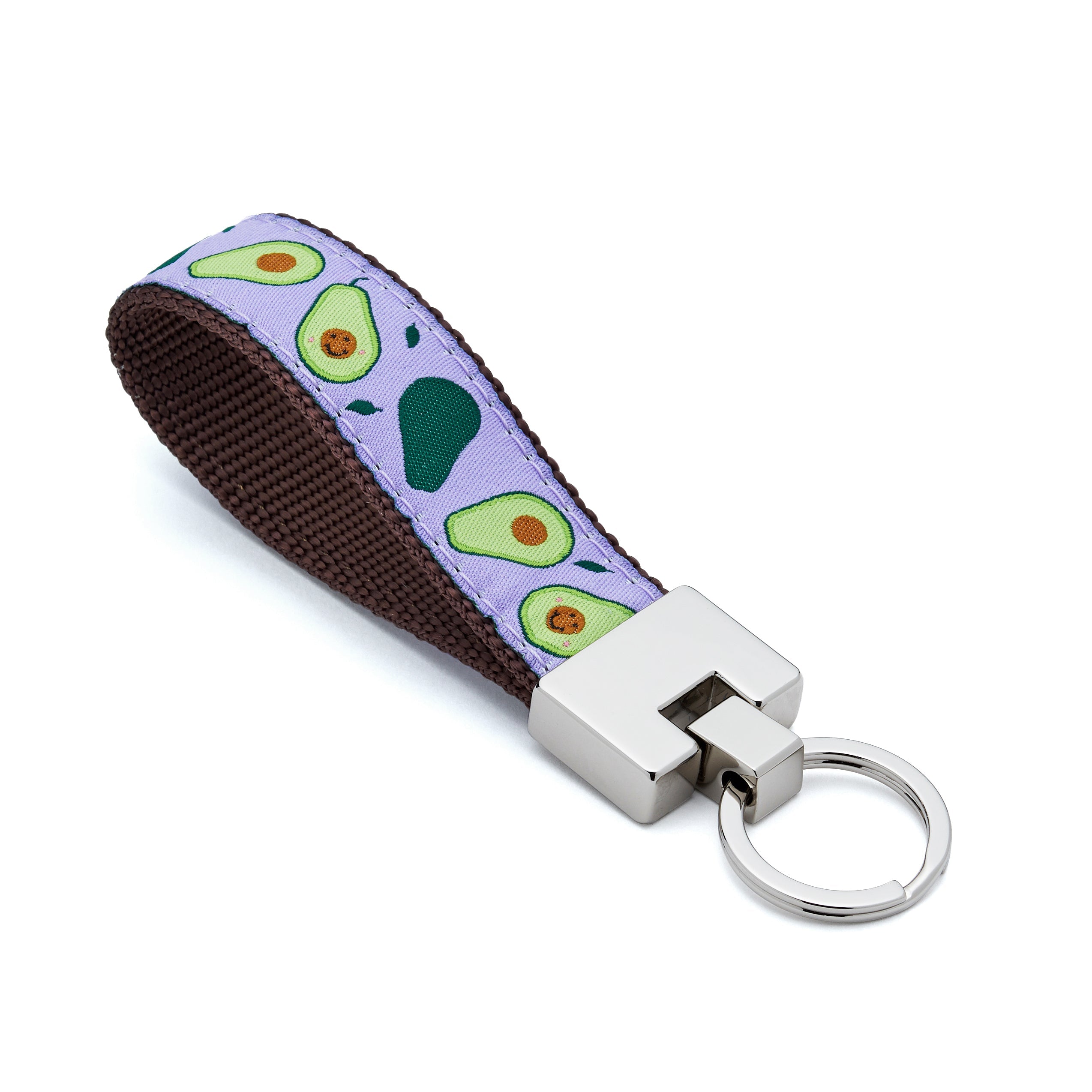Avocado Keychain brown green silver hardware