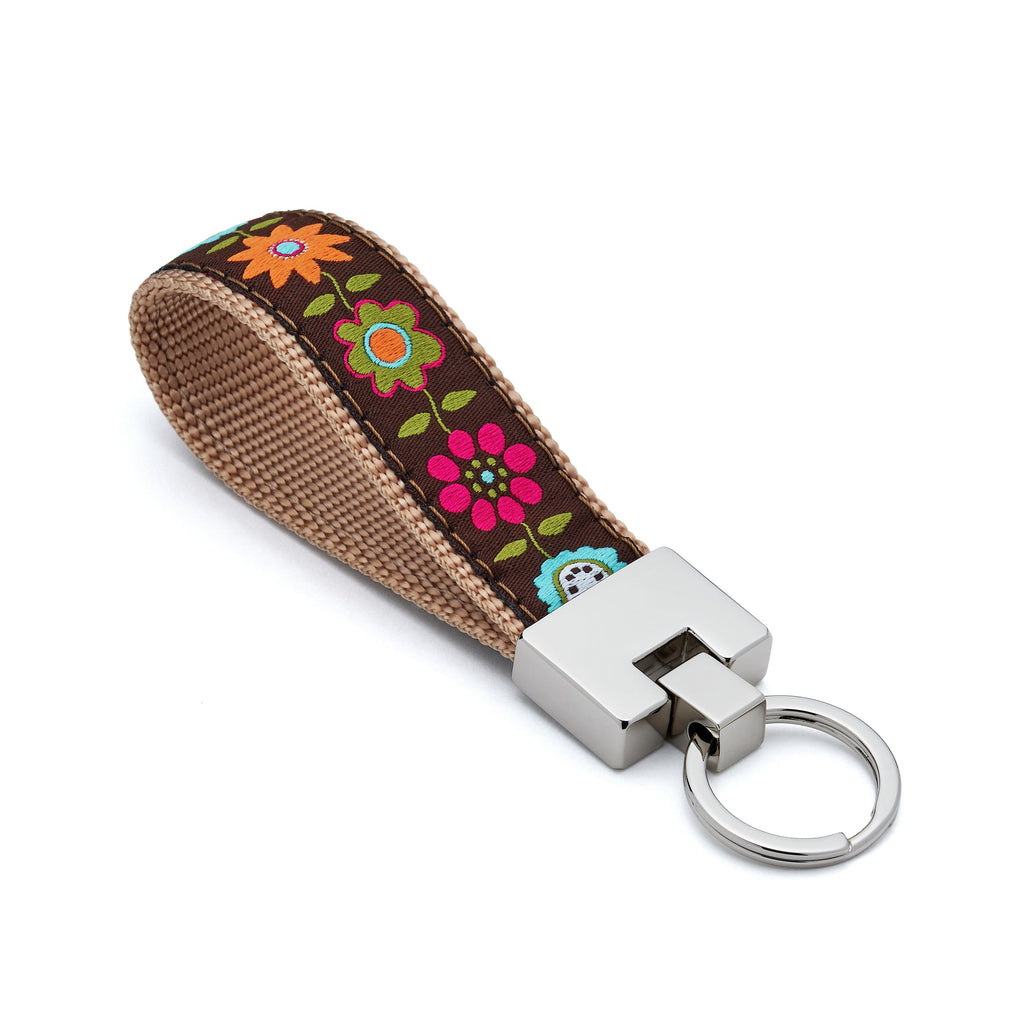 Bella Floral Key Ring Keychain flower brown 