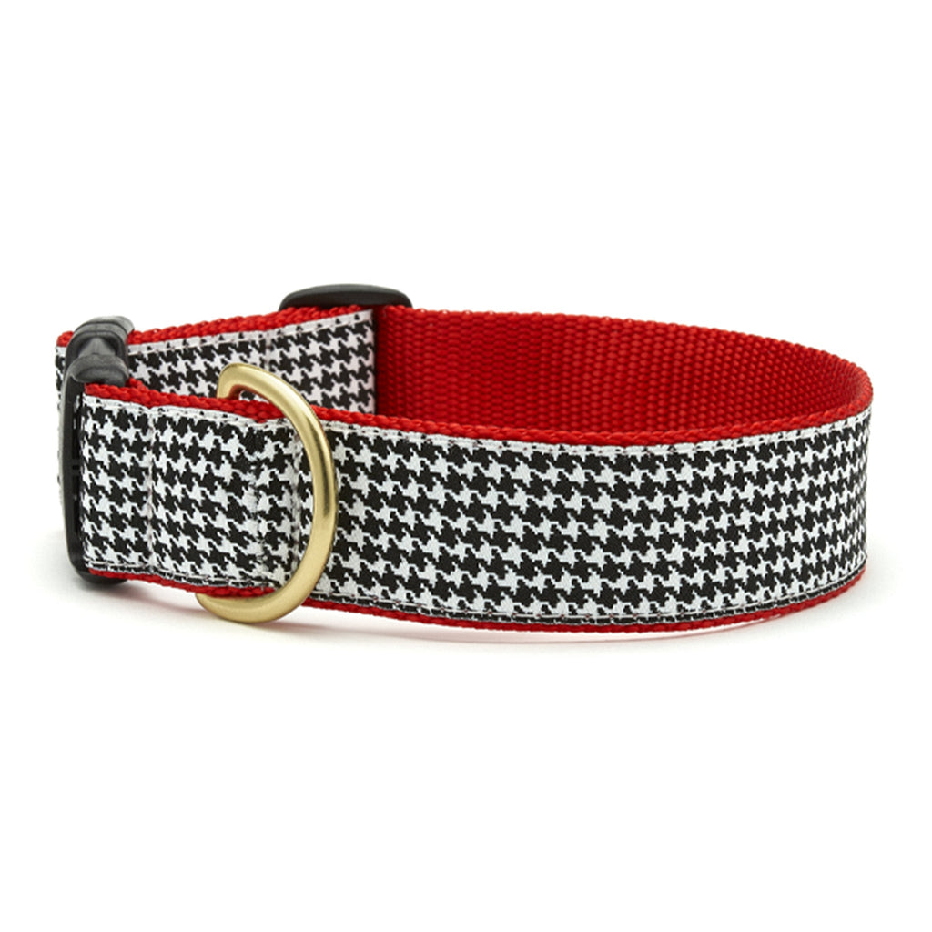 Classic Black Houndstooth Extra Wide Dog Collar 1.5"