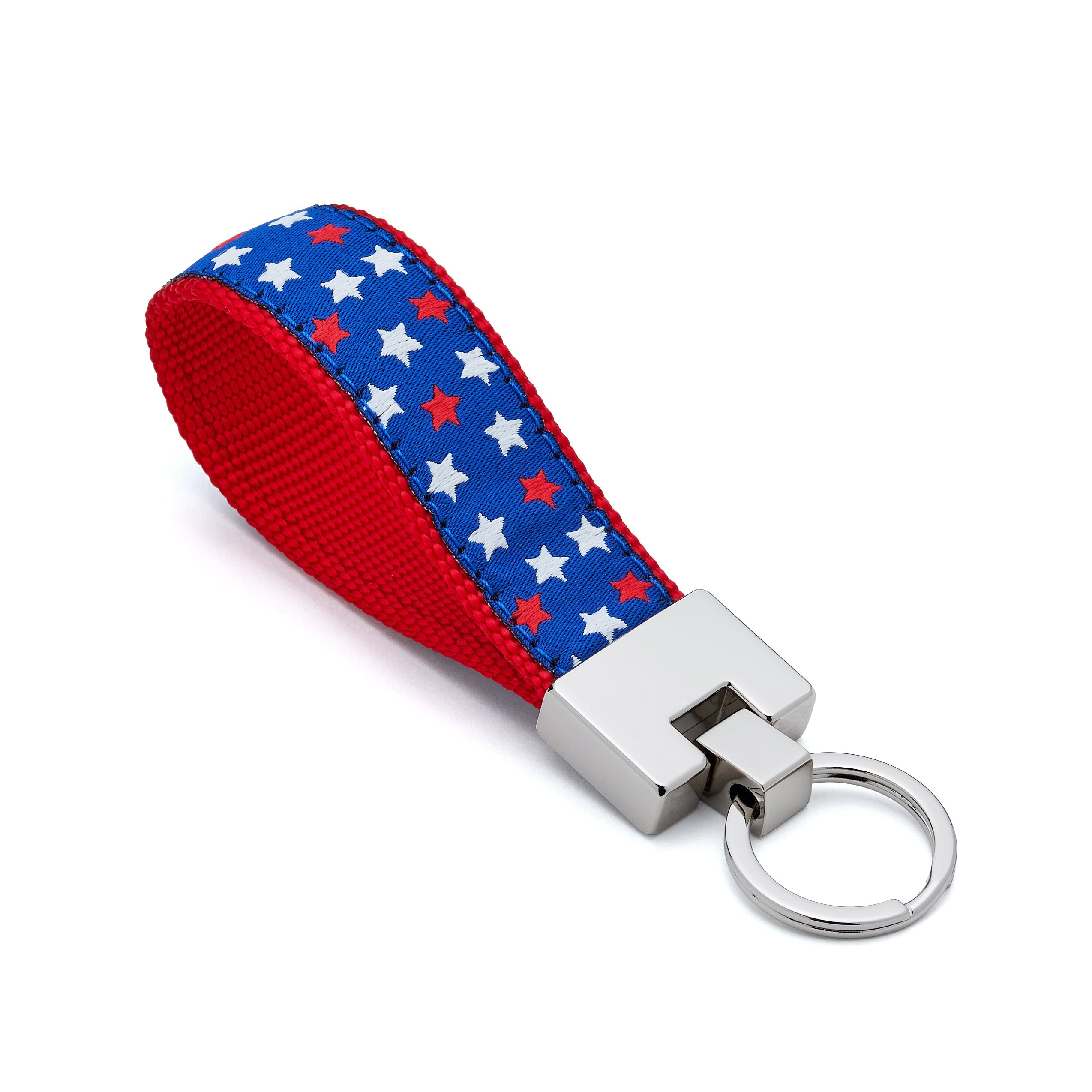 Keychain with red, white, and blue pattern on a white background fourth of july