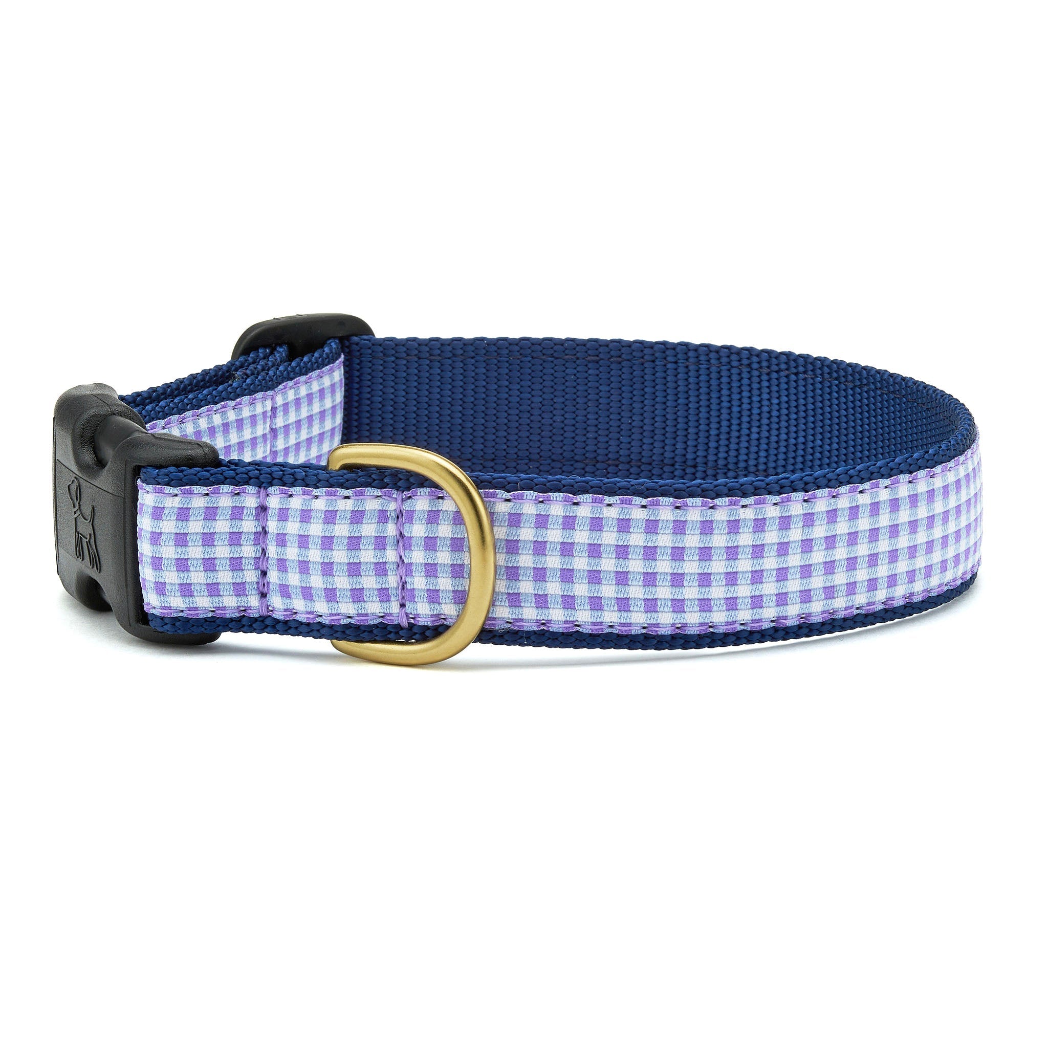 Purple Gingham Wide Dog Collar
